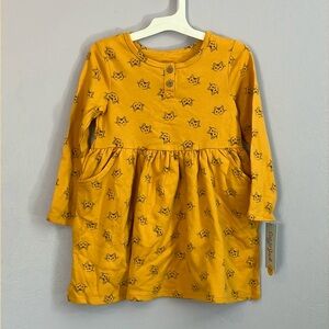 🆕 cat & jack mustard colored cat dress Sz 4T